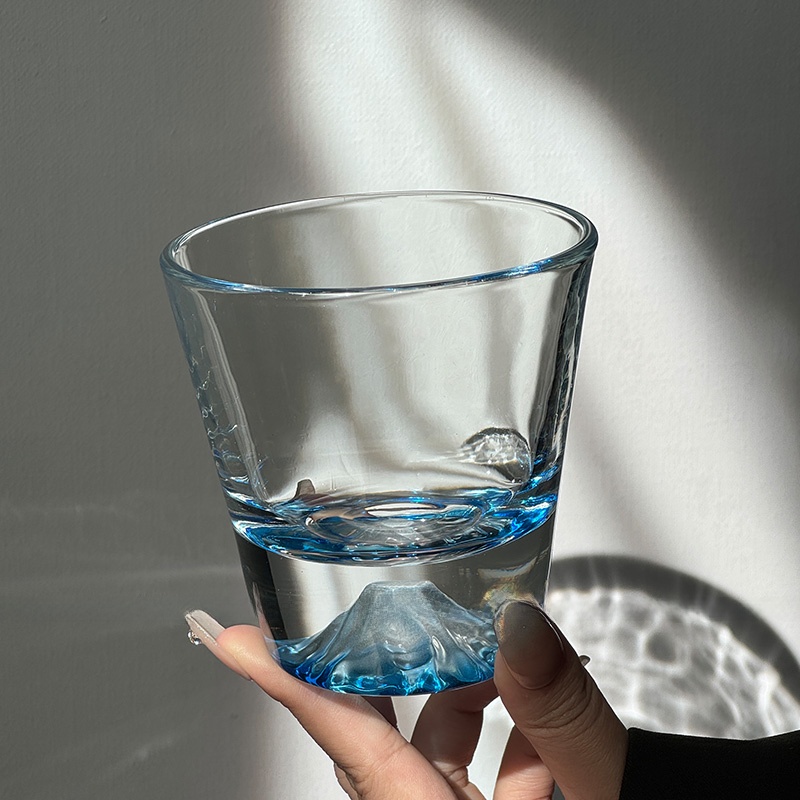 Yamazaki Home Bathroom Storage - Tazza in vetro Fuji Mountain blu